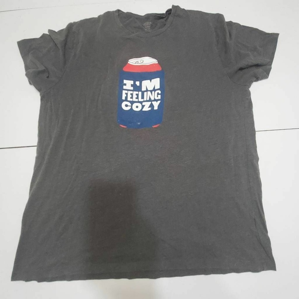 I'm Feeling Cozy Soda Can Old Navy Mens Graphic T-Shirt Gray Heathered Crew XL